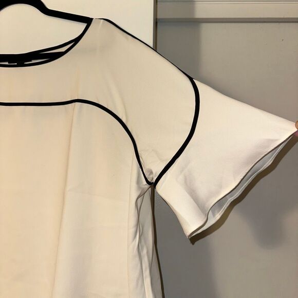 Alfani Women’s Cobalt Breeze Ruffle Sleeve Shirt Cream Black 3XL EUC - Picture 2 of 10